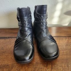 Earth Women’s Wedge Boots | Black | Size 8.5B | Comfort Leather Ankle Booties