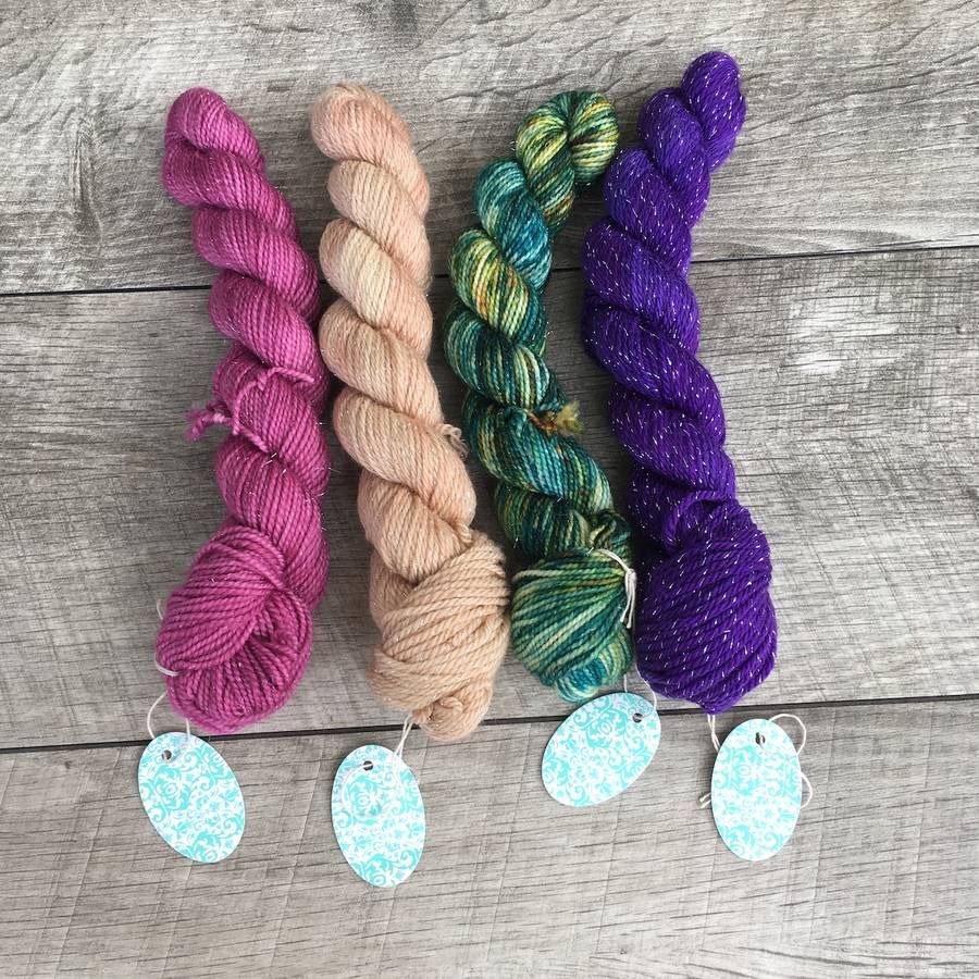 Lot of 4 Mini Sparkle Sock Yarn Skins