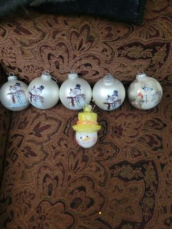 Snowman Christmas Ornaments Set of 6