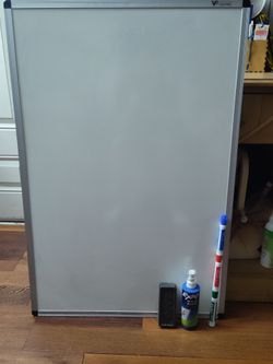 VIZ-PRO 35” x 23.5” Dry Erase Whiteboard w/ Stand + Supplies