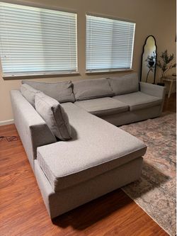 West Elm Gray Sectional Sleeper Sofa with pull out queen size bed