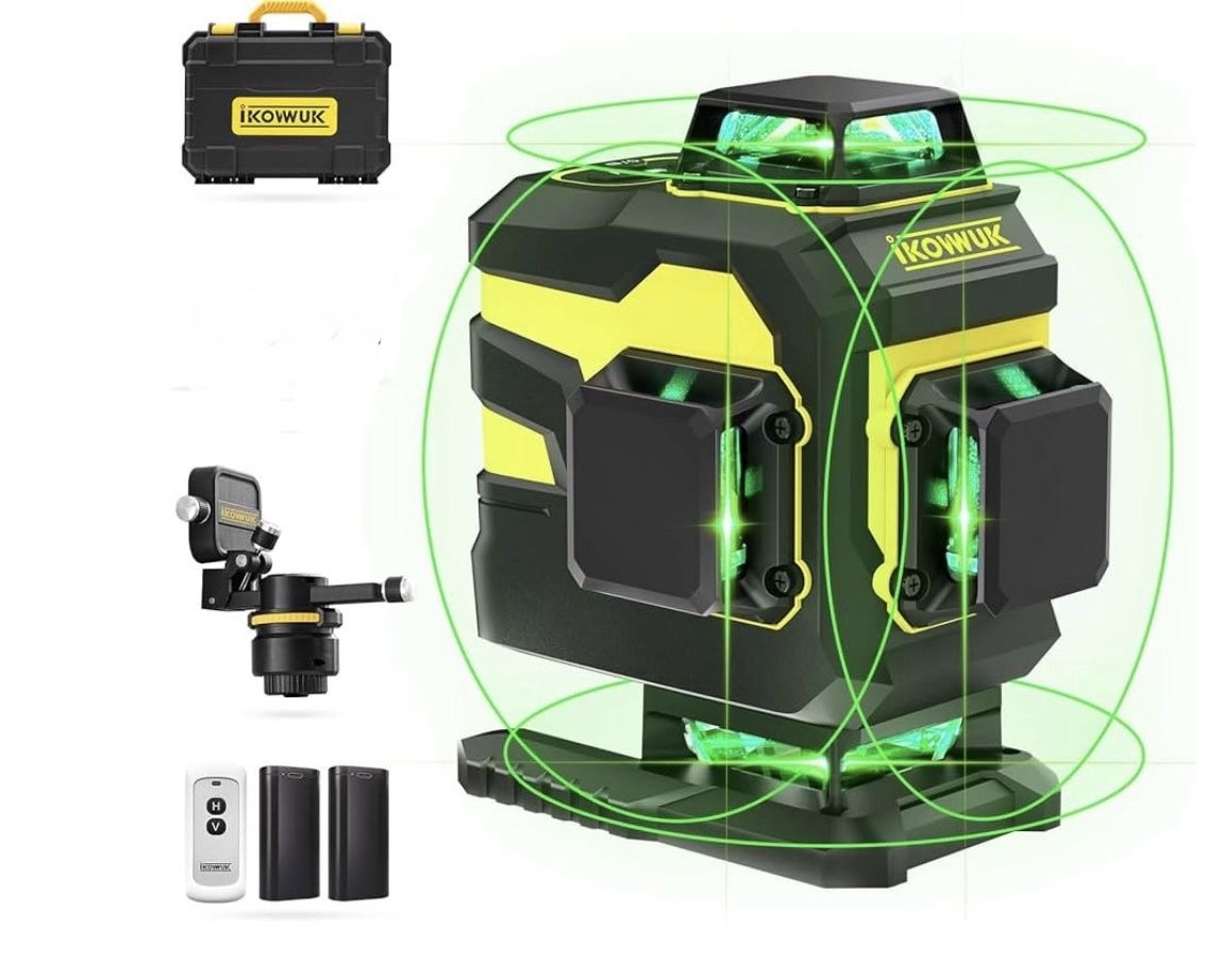 IKOVWUK 4x360° Laser Level Pro Kit, Self-leveling