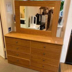 Dresser 8 Drawers With Mirror Compress Wood