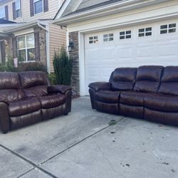 Genuine Leather Reclinable Sofa & Loveseat (Delivery Available)