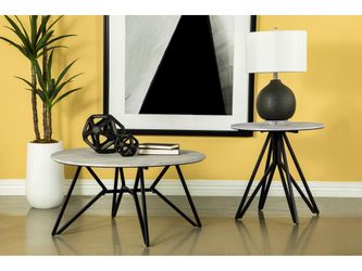 Hadi Cement 2-piece Round SmartTop Coffee and End Table Set