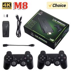 Video Game Stick Lite 4K HD Video Game M8 Console 64GB Double Wireless Controller For 10000 Retro Games Kid Xmas Gift
