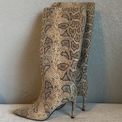 Express Shoes Snakeskin Pointed Toe Thin Heeled Tall Boots