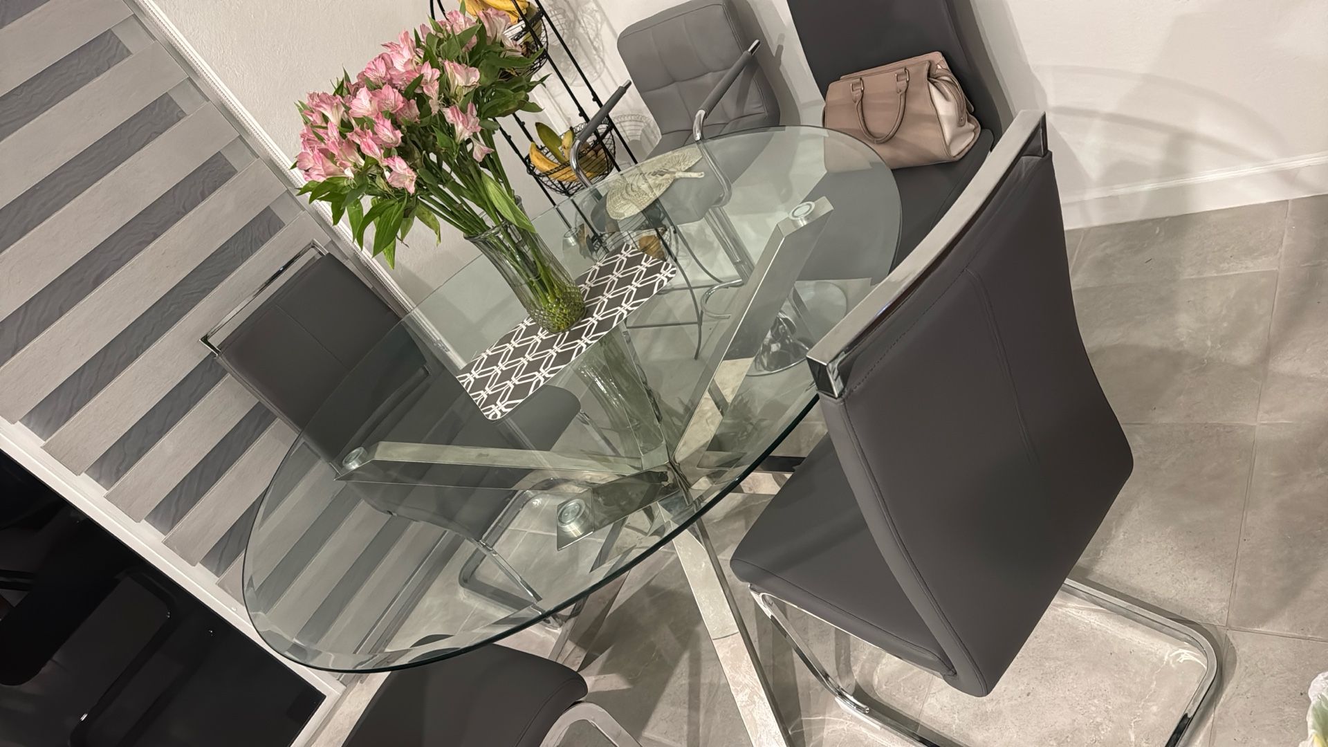 Juego De Comedor C 4 Sillas Y Mesa De Cristal