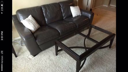 Dark grey leather couch