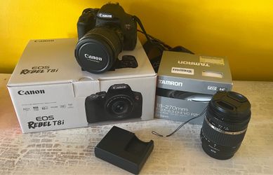 Canon Rebel T8i Camera w/lens + Tamron kens 18-270