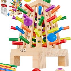 Montessori Wooden Board Game, 36 Colorful Sticks Board Games for Kids 4-6, Fine Motor Skills Toy Math Learning Montessori Toys for 3 4 5 6 Year Olds, 