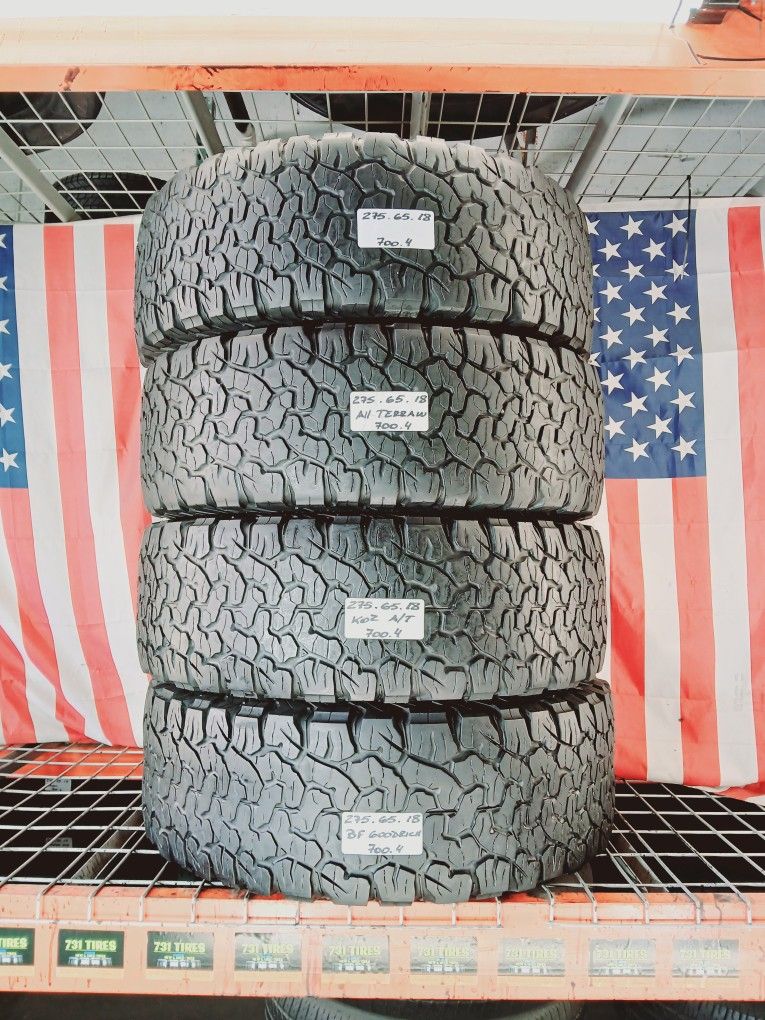 ✅️ LT275/65R18 BF GOODRICH K02 ALL-TERRAIN 275/65R18 USED TIRES SET 275 65 18