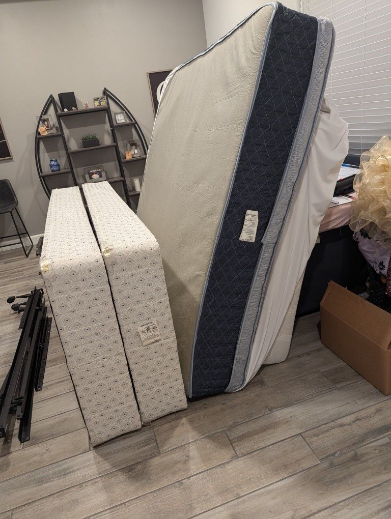 California King Mattress, Box Springs, Frame, Sheets , Comforter And Pillow Shams