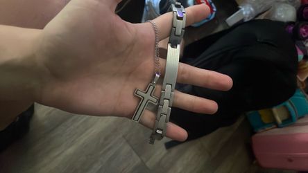 Men’s our father bracket and cross and with necklace