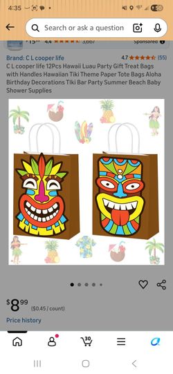 Tiki party goody bags