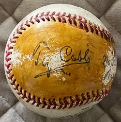 MLB TY COBB SINGLE SIGNED AUTOGRAPH BASEBALL