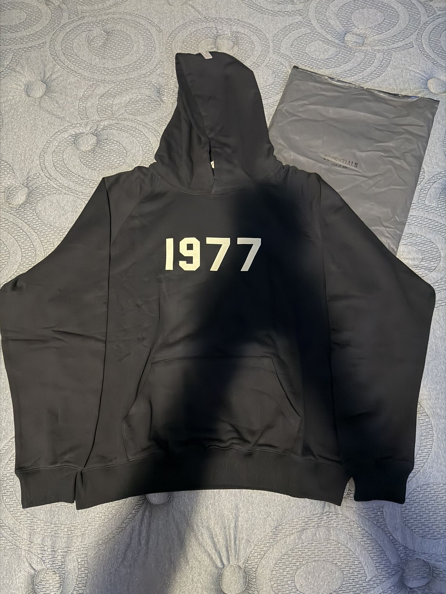 Fear Of God Essentials Flocked Black Hoodie