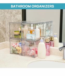 Clear Stackable Bathroom Organizer Drawers