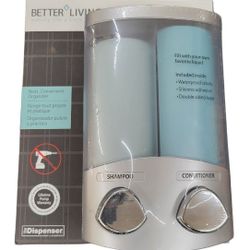 Better Living DUO Satin Silver Finish,  Wall-Mounted, 2-Chamber Shower Dispenser
