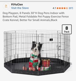 PJYuCien 8-Panel Metal Dog Playpen 30" Black