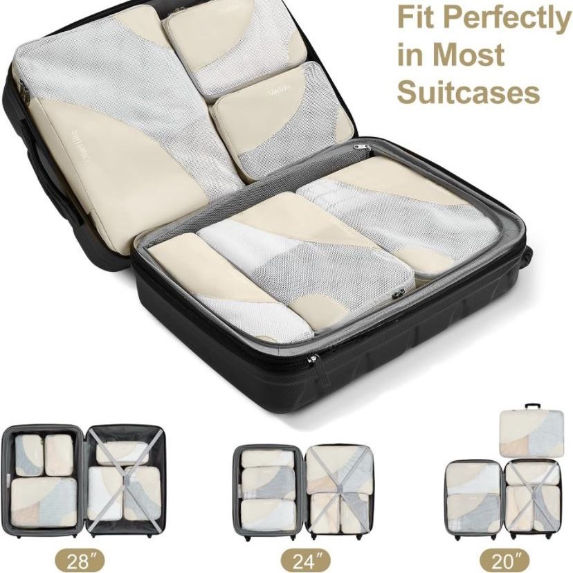 6 Set Packing Cubes for Travel, 4 Various Sizes(Large,Medium,Small,Slim), Luggage Organizer Bags for Travel Accessories Travel Essentials, Travel Cube