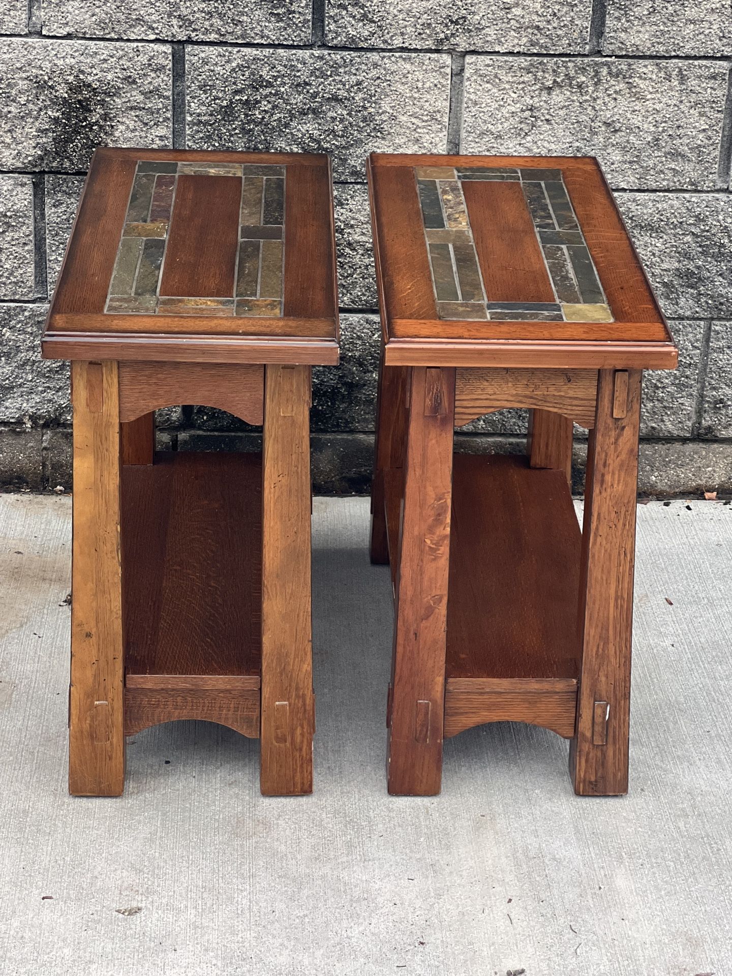 Riverside Furniture Co matching slate top end tables 