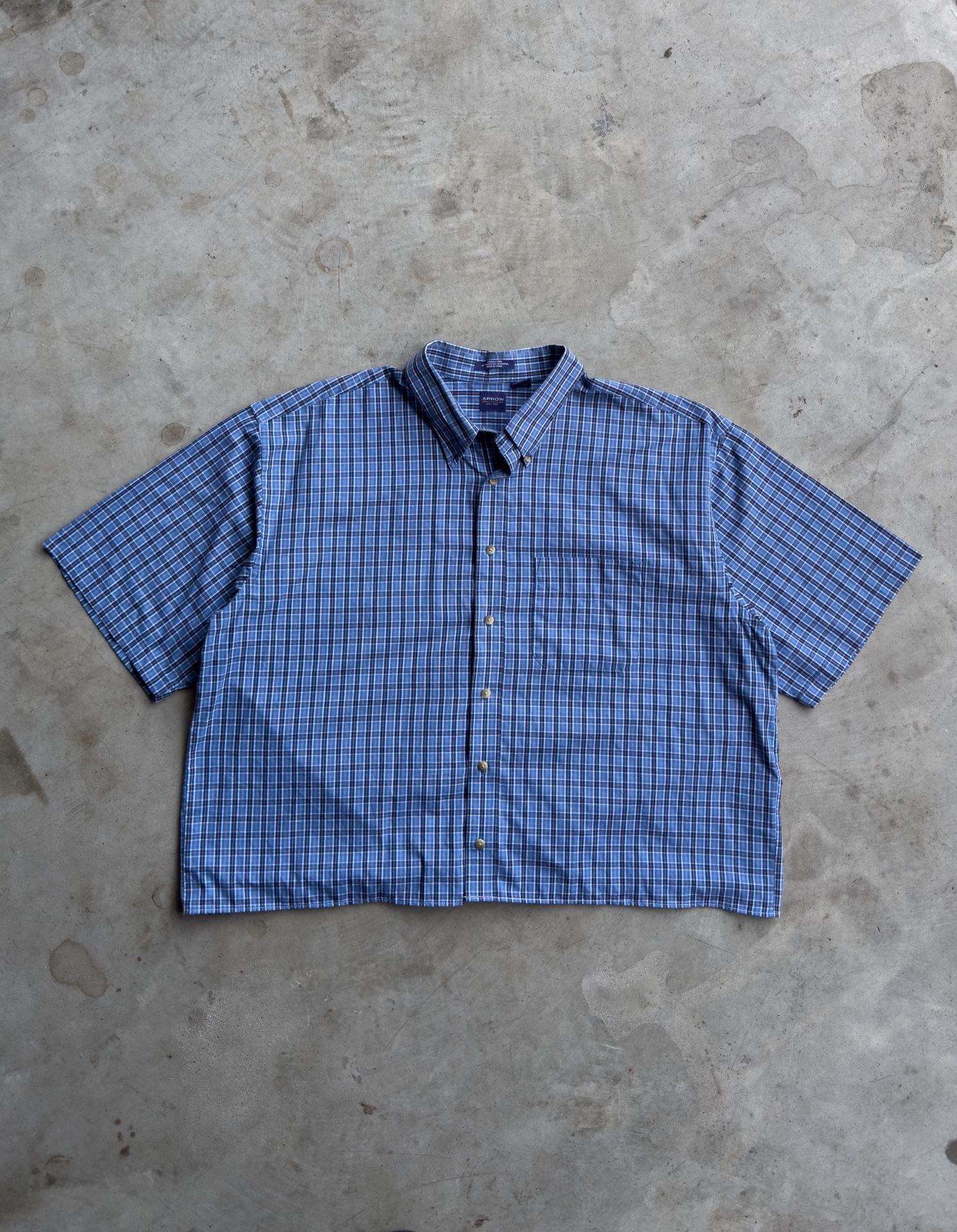 Vintage Cropped Plaid Button Down Shirt - XL