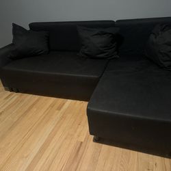 All Black Couch With Hidden Storage Compartment(comes With Pillows)