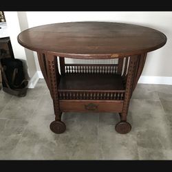 19 th Century Antique Wooden Tea Cart