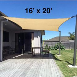16 x 20 Sun Shade Rectangular Sun Sail Sun Screen Beige 16x20 sunshade