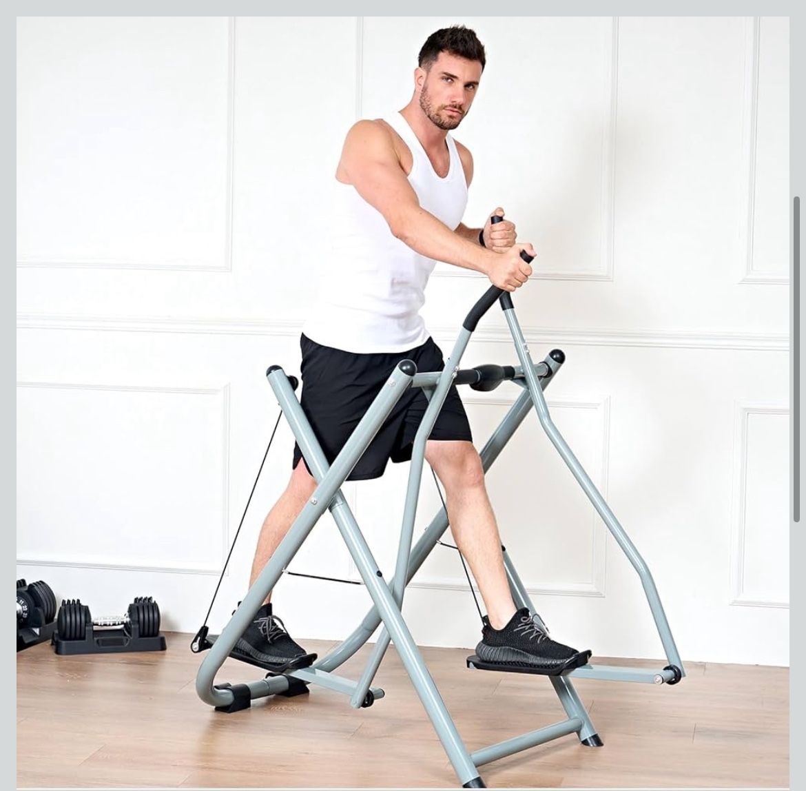 Total Body Fitness Workout Exercise Elliptical Glider Supports 250-330lbs Max Weight,Electronic Meter Elliptical Glider Low-Impact Design for Home Gym