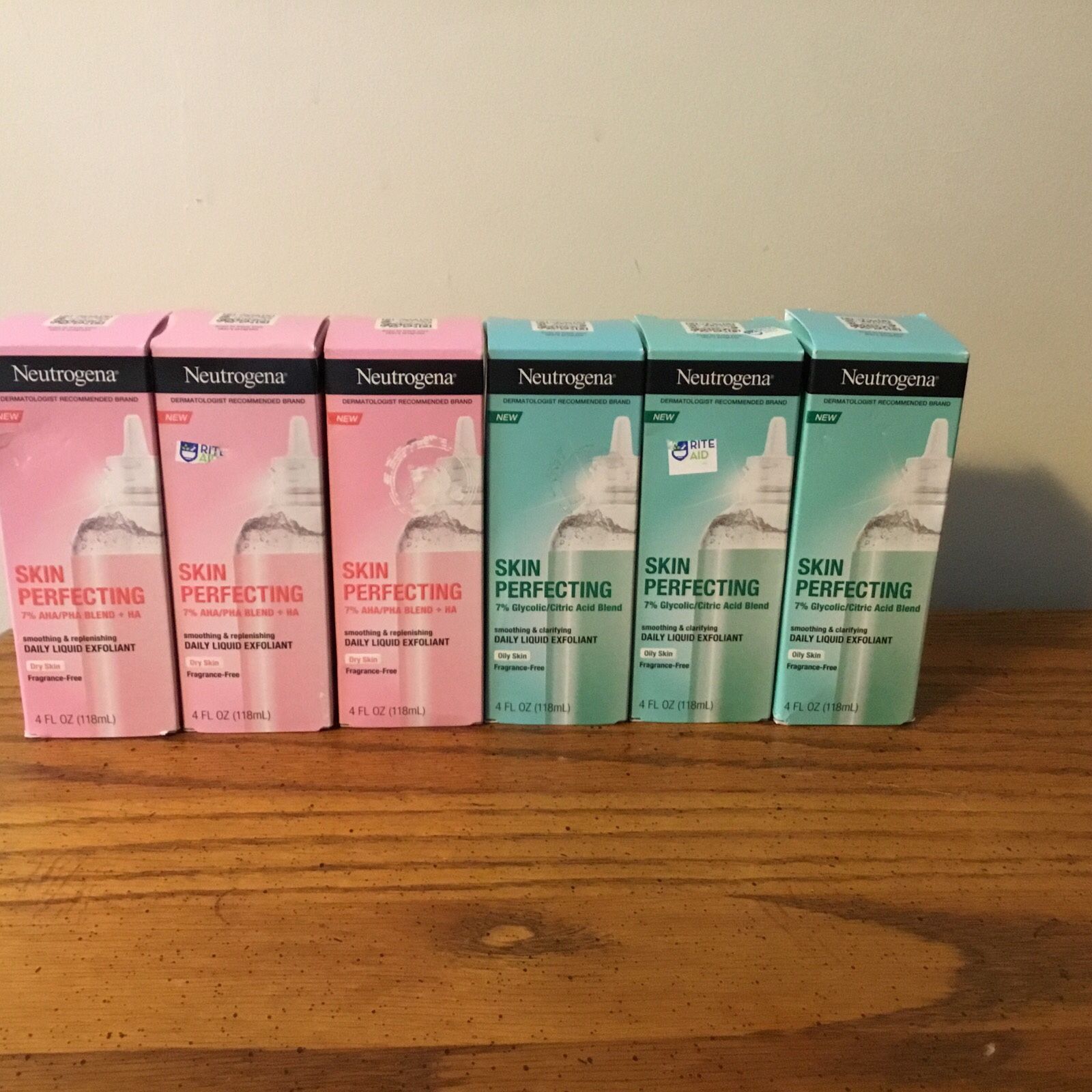 LOT 6 NEUTROGENA Skin Perfecting Liquid EXFOLIANT 3 OILY & 3 DRY 4oz Each NEW