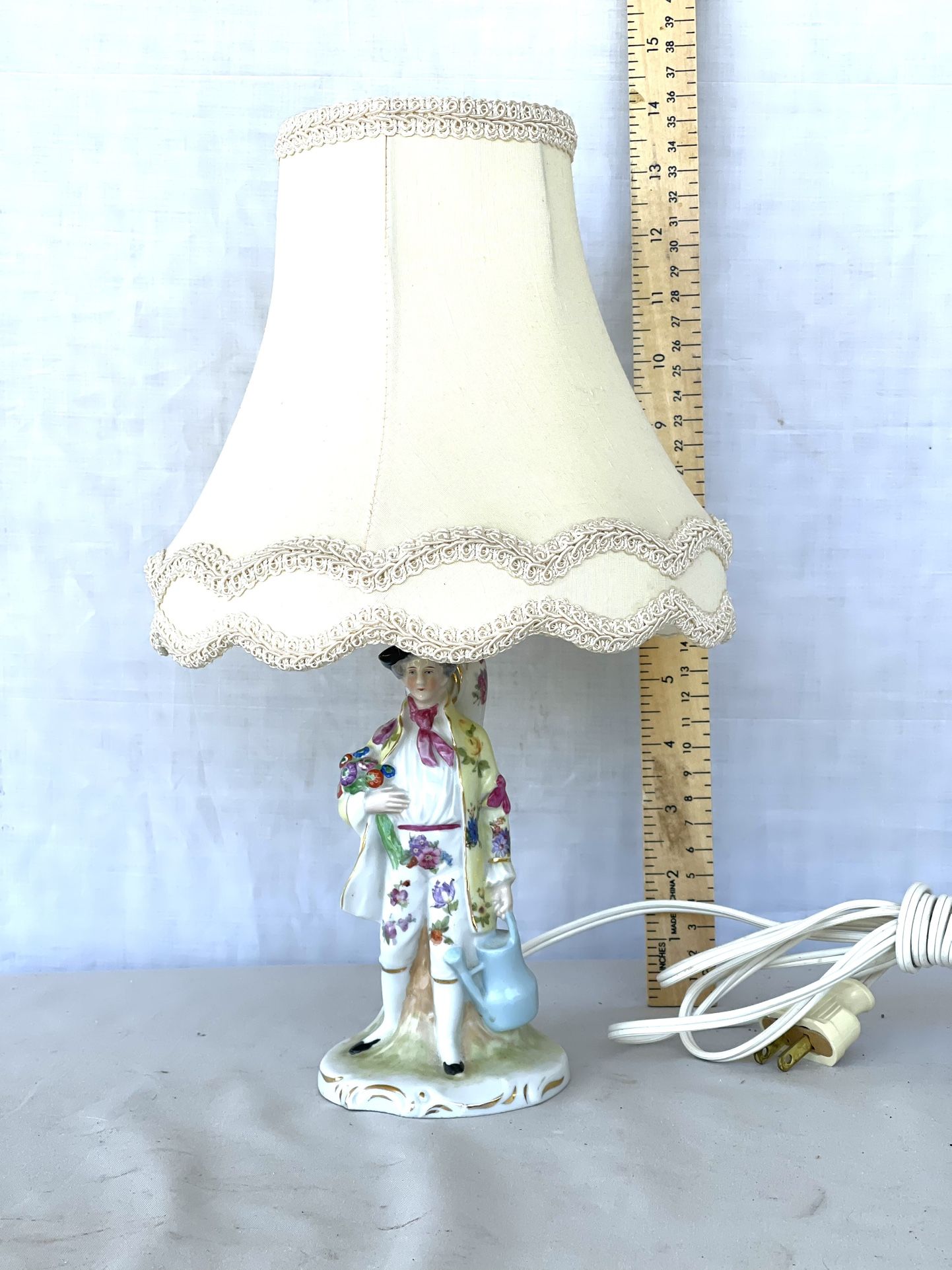 Antique Fine Bisque Ceramic (Made In Germany) German Gentleman, Figurine, Table Lamp. Hand painted.