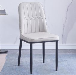 1pc Modern Dining Chairs, Armless Kitchen Chairs with Upholstered Seat,PU Leather Accent Side Chairs with Metal Legs for Home Living Room, Restaurant 