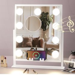 Vanity Mirror with Phone Charger and Speaker