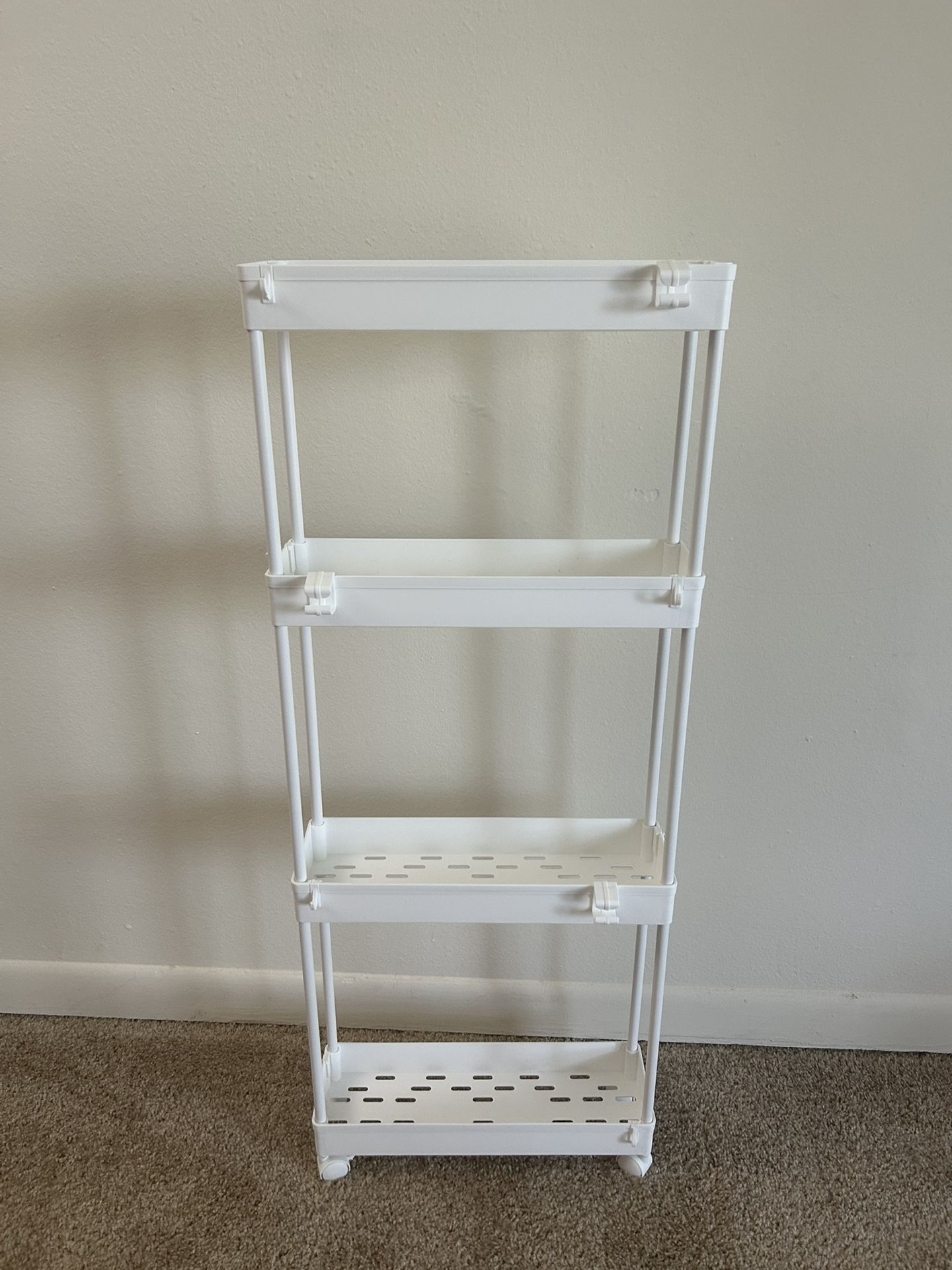 SPACEKEEPER Slim Rolling Storage Cart 4 Tier White