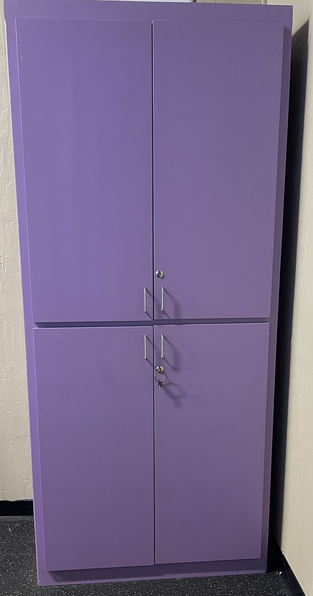 Large Purple Locking Cabinet With Key
