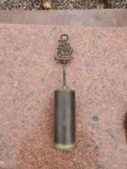 Vintage Nautical Ship Design Brass Retractable Fireplace Hearth Brush
