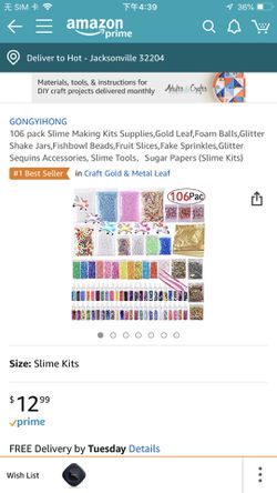 GONGYIHONG 106 Pack Slime Making Kits Supplies,Gold Leaf,Foam Balls,Glitter  Shake Jars,Fishbowl Beads,Fruit Slices,Fake