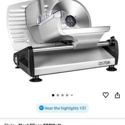 OSTBA Electric Deli Meat Slicer, 200W Food Slicer with 0-15mm Adjustable Thickness