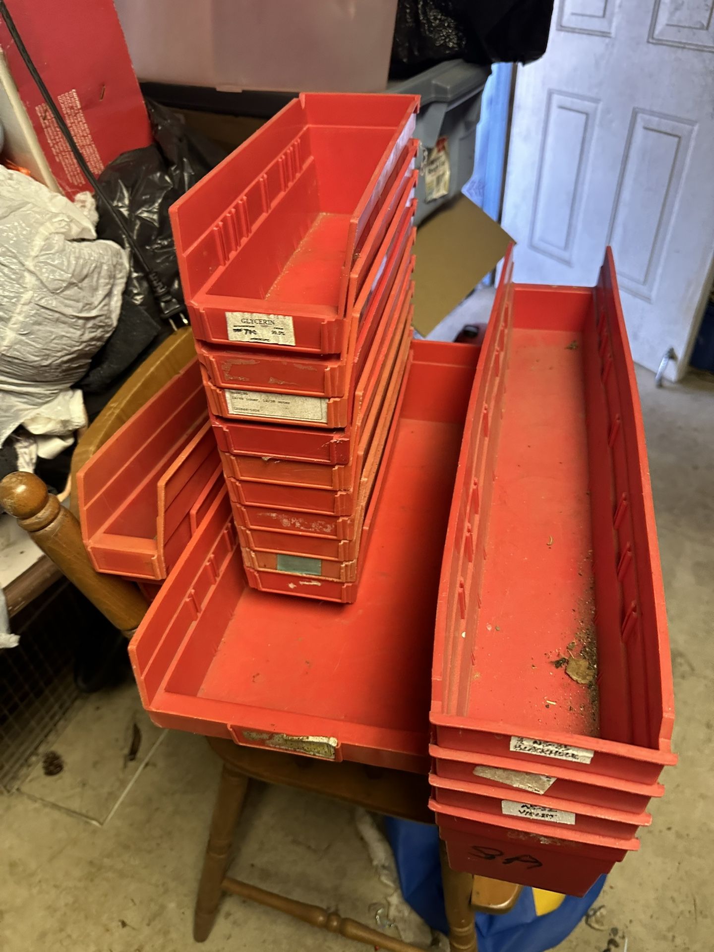 Red Stackable Storage Shelf Bins