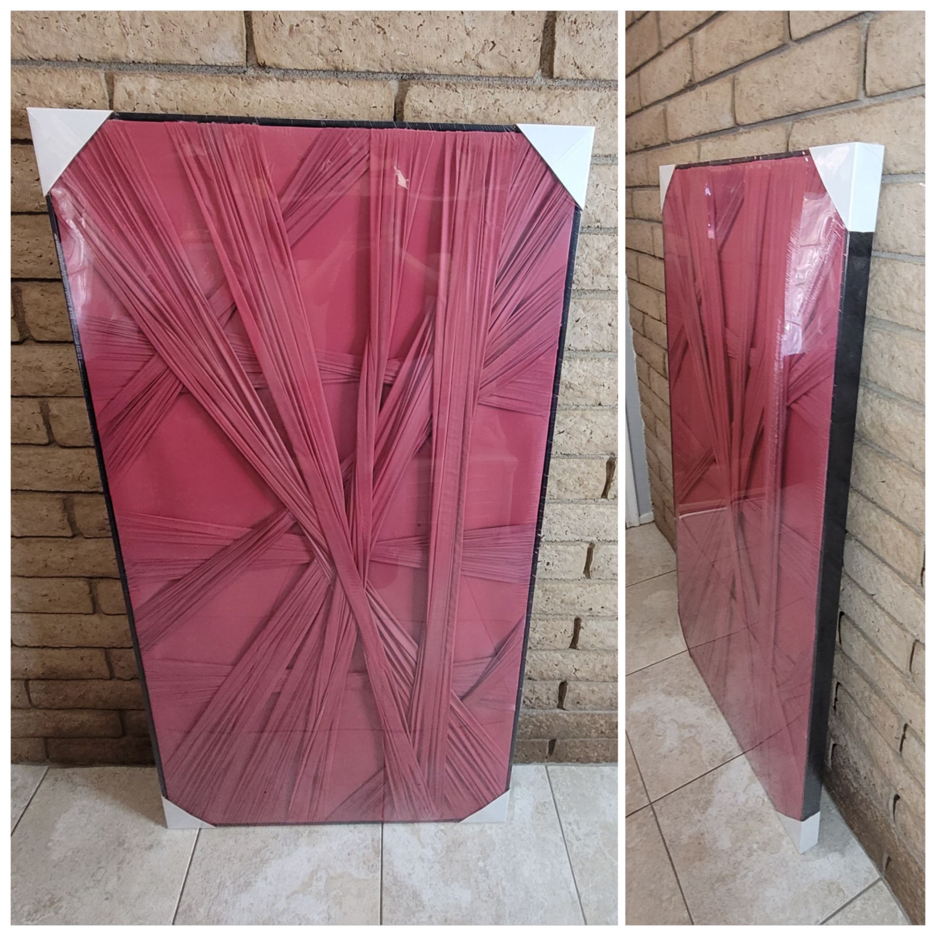 Unique 3D Fabric Handmade Framed wall Art 30"x57"