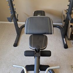 Gold's Gym XRS 20 Adjustable Olympic Workout Bench with Squat Rack, Leg Extension, Preacher Curl, and Weight Storage