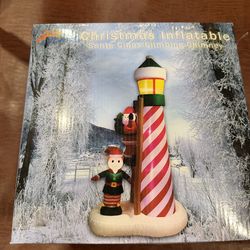 Santa climbing chimney inflatable