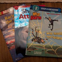 Lot Of 3 Level 2 Reading Books; Wild Kratts, Nascar, Sharks
