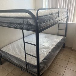 Full  Over Full Bunk Bed With 2 Mattress  With Installation Free Too. All New Furniture And Free Delivery 