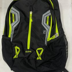 Brand New ULINE 25L Backpack – Black with Neon Green Accents 