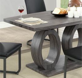 Modern Gray Wood Dining Table with Ring Base