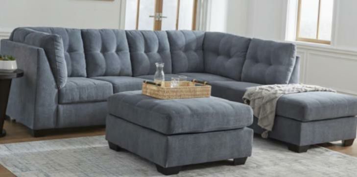 Brand New Blue Sectional Sofa with Ottoman