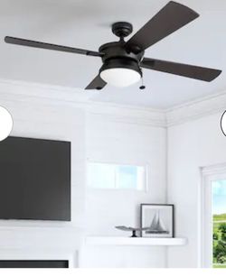Prominence Home 52 Inch Auletta, Matte Black, Pull Chain, Indoor/Outdoor Ceiling Fan